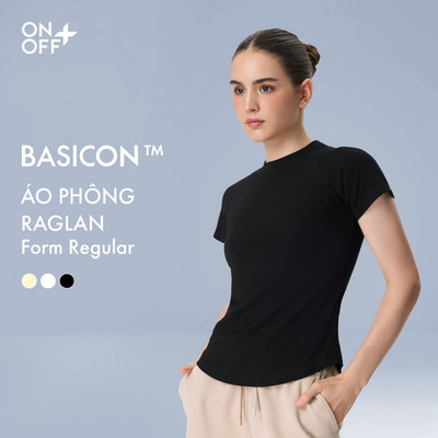 BASICON | Áo phông nữ phom regular cùng thiết kế tay raglan kết hợp vạt tôm nữ tính ONOFF - 56TS26S646