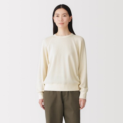 [26AW] MUJI Áo Thun Nữ Vải Waffle Cổ Tròn Tay Dài