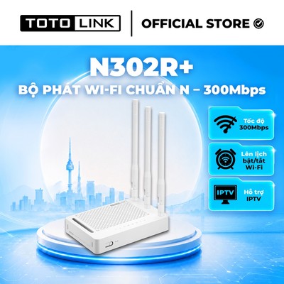 [Xả Kho Model Cũ] TOTOLINK N302R PLUS - Router Wi-Fi chuẩn N 300Mbps (BẢO HÀNH 1 THÁNG)