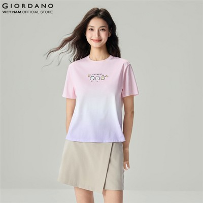 GIORDANO Áo Thun Nữ Ngắn Tay Cổ Tròn In Hình CHIIKAWA Print Tee 5396409-80