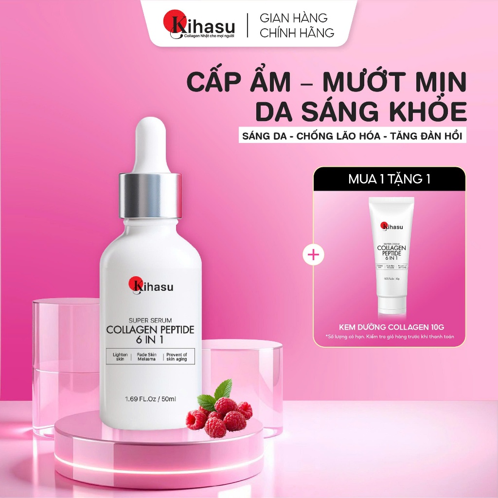 Serum Dưỡng Ẩm KIHASU Collagen Peptide 50ml Giúp Da Mướt Mịn, Căng Mềm Và Sáng Hơn