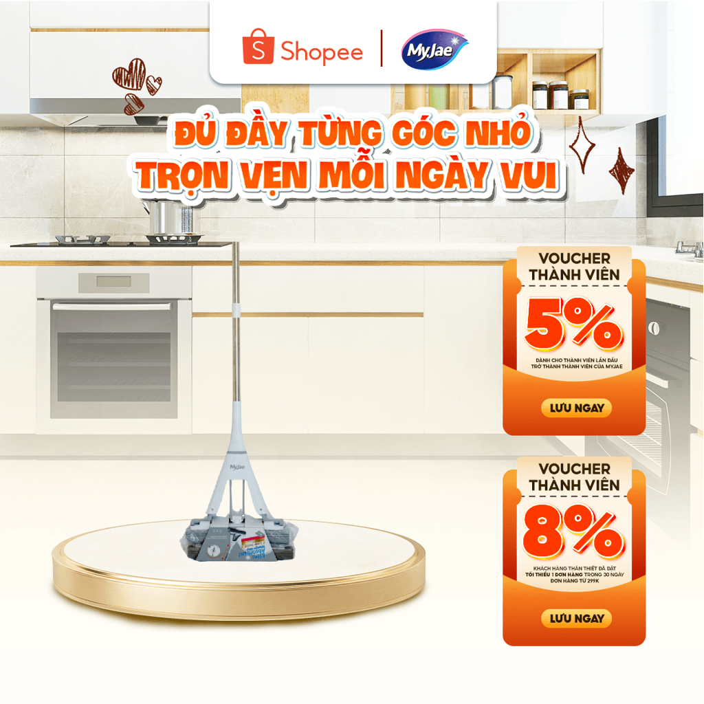Cây Lau Nhà Mút PVA MyJae – Siêu Thấm Nước, Dễ Vắt Khô