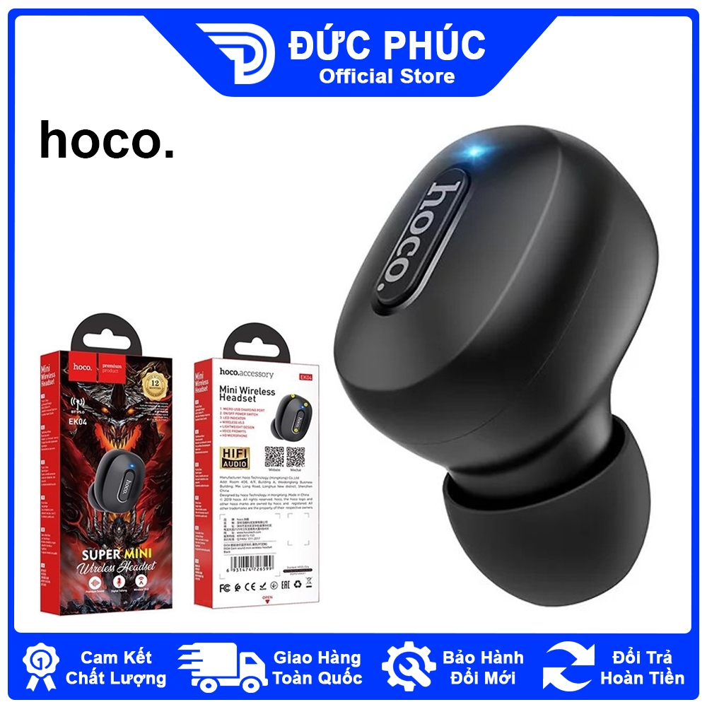 TAI NGHE Bluetooth một bên Hoco EK04, dung lượng pin 40mAh