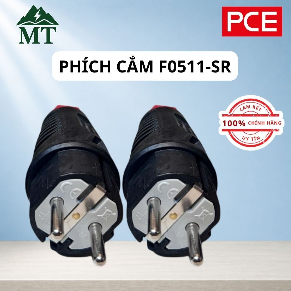 Phích cắm bằng nhựa PCE F0511-SR 2P + ‘E’, 16A, 250V, IP54