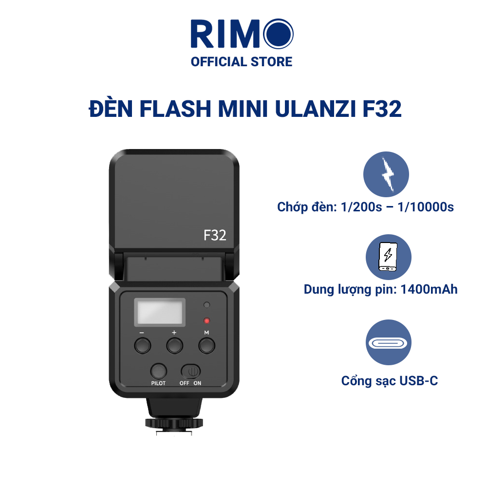 Đèn Flash Mini Ulanzi F32 Màu Đen Gắn Hot Shoe Pin Cho Canon Sony Nikon Fuji