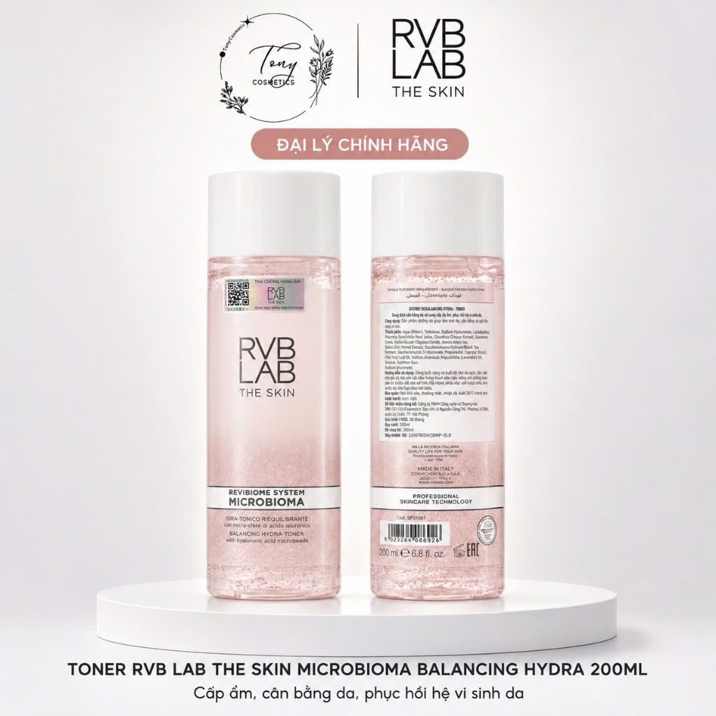 Toner RVB LAB The Skin Microbioma Balancing Hydra 200ml Giúp Cấp ẩm, cân bằng da, phục hồi hệ vi sin