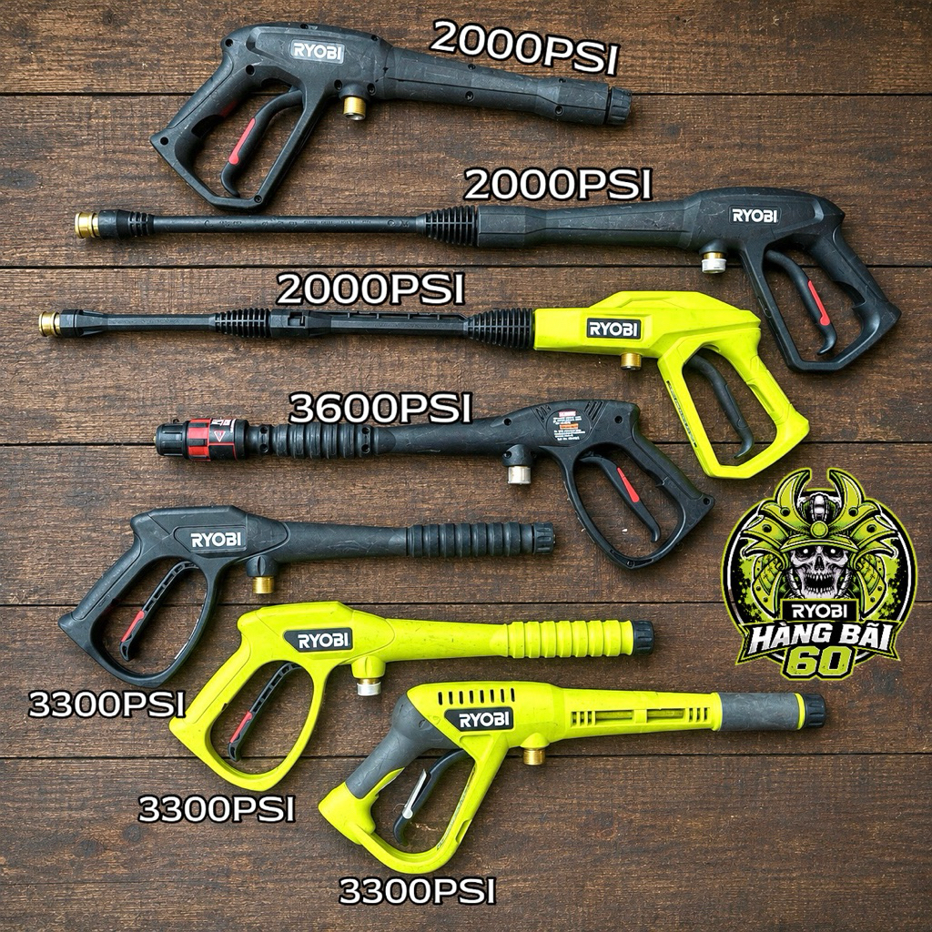 Súng Phun Máy Rửa Xe Cao Áp Ryobi 2000PSI 3300PSI 3600PSI Chính Hãng