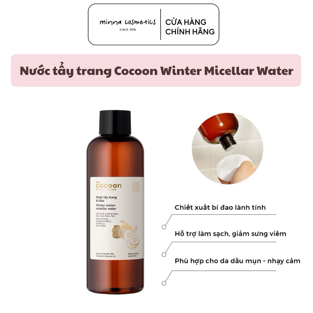 [Cocoon] Nước tẩy trang tẩy sạch makeup, giảm dầu Cocoon Winter Micellar Water