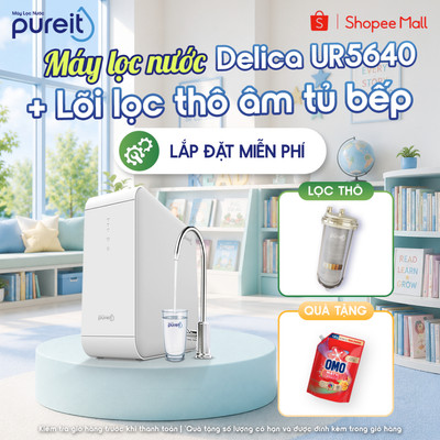[LẮP ĐẶT 0Đ | COMBO MỚI] Máy Lọc Nước Âm tủ bếp Pureit Delica UR5640 [14000L] + Lọc Thô Trong Suốt Âm Tủ Bếp