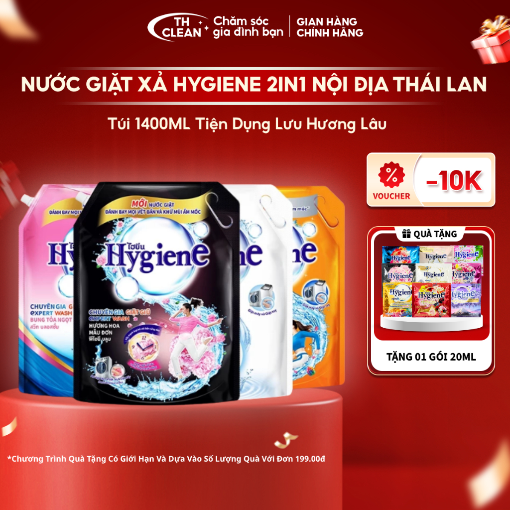 Nước Giặt Xả 2in1 Hygiene Expert Wash Nội Địa Thái Cao Cấp Nước Giặt Hygiene Lưu Hương Lâu 1400ml