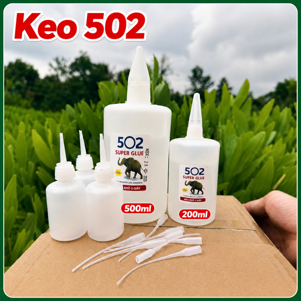 Keo 502 Con Voi Loại Tốt Chai Lớn 200ml 500ml, Keo Dán Sắt Dính Chắc Chắn Nhiều Bề Mặt