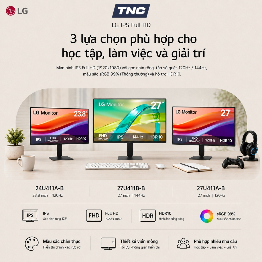 Màn Hình Đồ Hoạ LG 27U411A | 24U411A | 27U411B 27 Inch/ IPS/ FHD/ 120Hz-144Hz/ 1ms - Bảo Hành 2 Năm