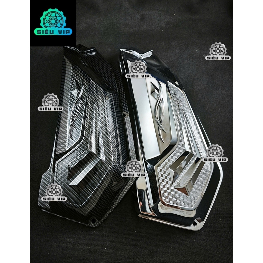 6894 [Mẫu AB 2026] Ốp Pô E AirBlade AB 2026, AB 2023 - 2026 160cc, 125cc Xi Mạ Crom, Carbon