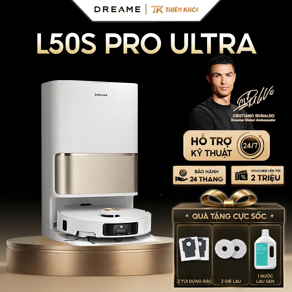 Robot Hút Bụi Lau Nhà Dreame L50s Pro Ultra | Lực Hút 30.000Pa Giặt Giẻ 100°C, Camera AI, Chống Rối