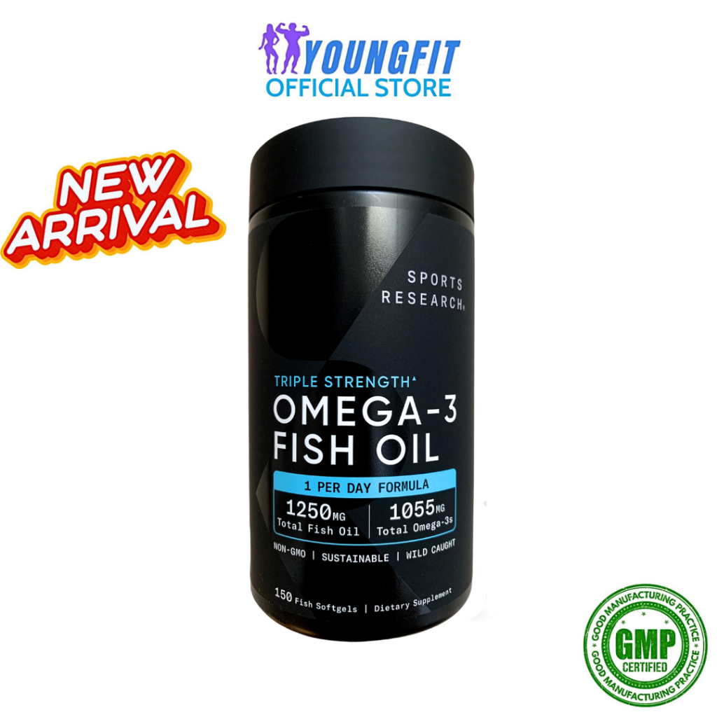 Dầu Cá Sports Research Omega 3 SR Fish Oil Triple Strength 150 Softgels (Fatty Acid as TG)
