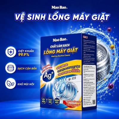 Bột Vệ Sinh Lồng Giặt Mao Bao 306g Nâng Cấp, Sạch Sâu, Khử Mùi, Cho Máy Giặt Cửa Trước & Cửa Trên