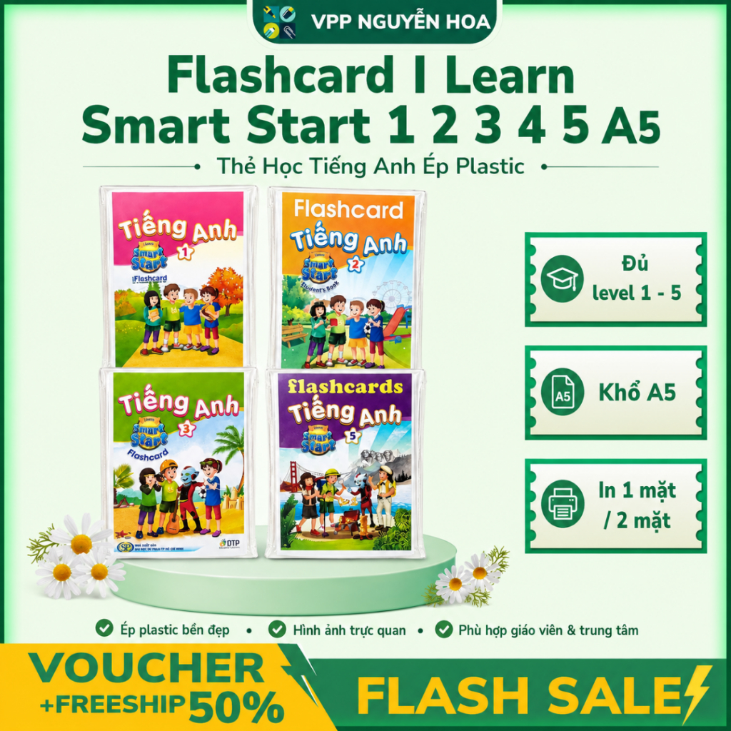 Flashcard I Learn Smart Start 1 2 3 4 5 Khổ A5 Ép Plastic 2 Mặt Thẻ Học Tiếng Anh Giáo Cụ Anh Ngữ Ch