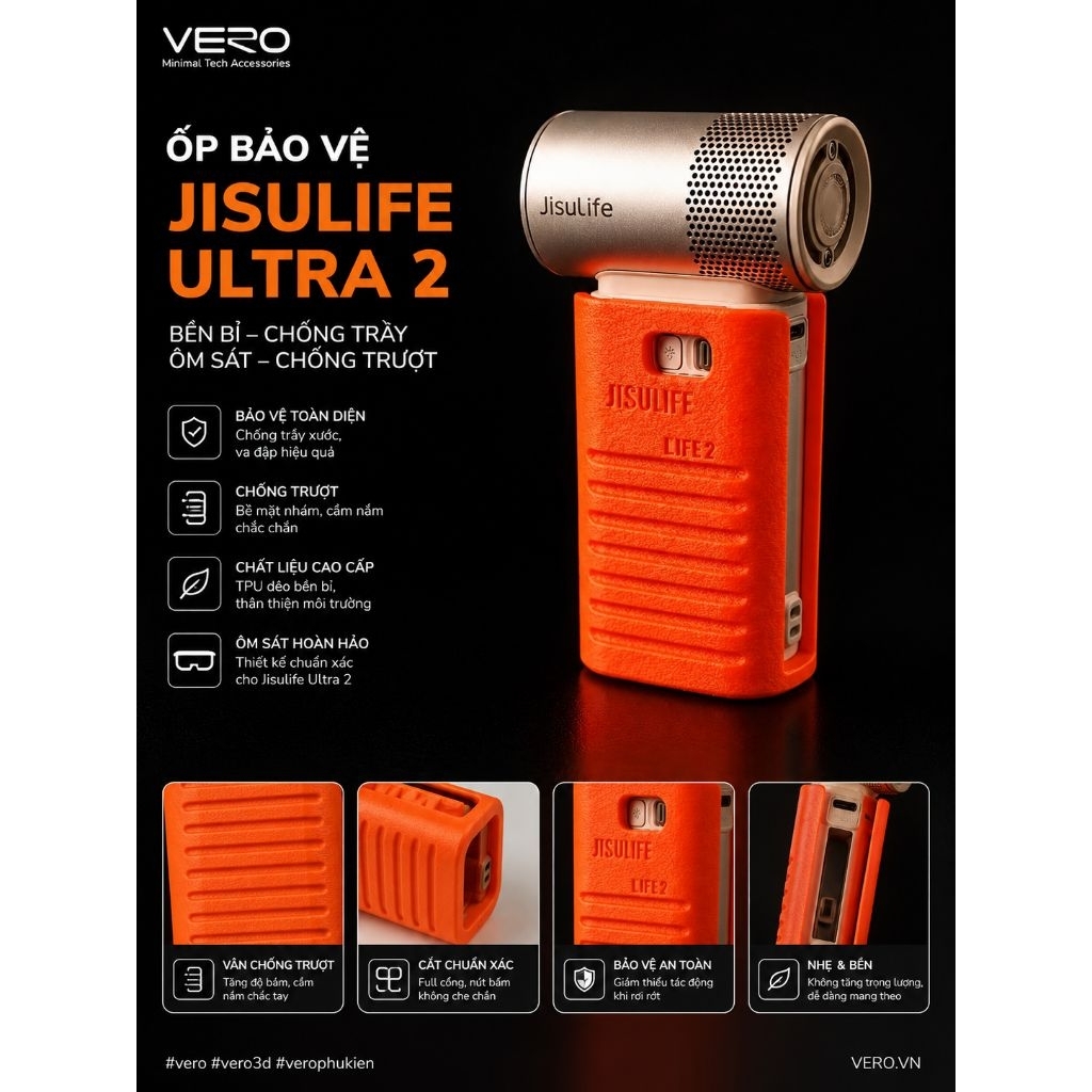 Ốp Bảo Vệ Jisulife Ultra 2 In 3D Cao Cấp | Case Chống Trầy, Bám Tay, Bảo Vệ Toàn Diện