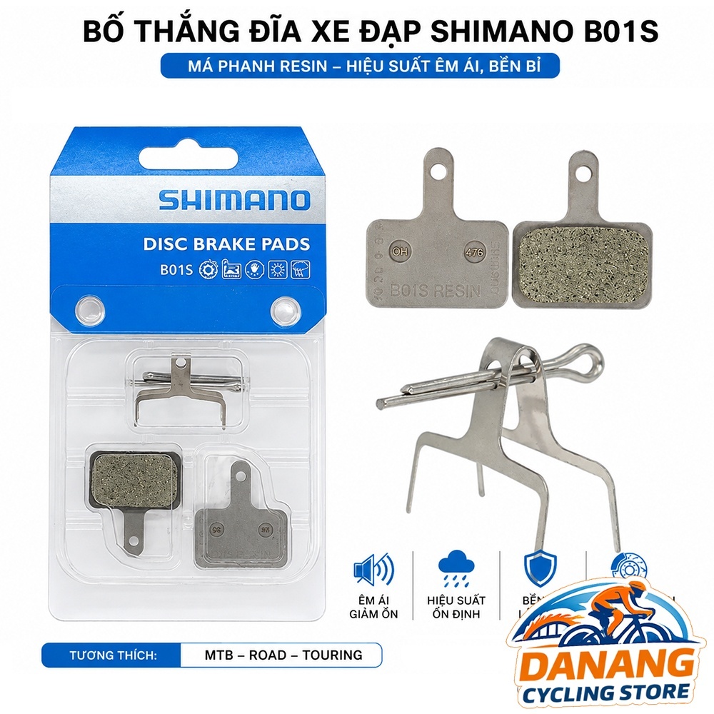 Bố Thắng Đĩa Xe Đạp SHIMANO B01S – Má Phanh Resin Cho MTB, Road, Touring