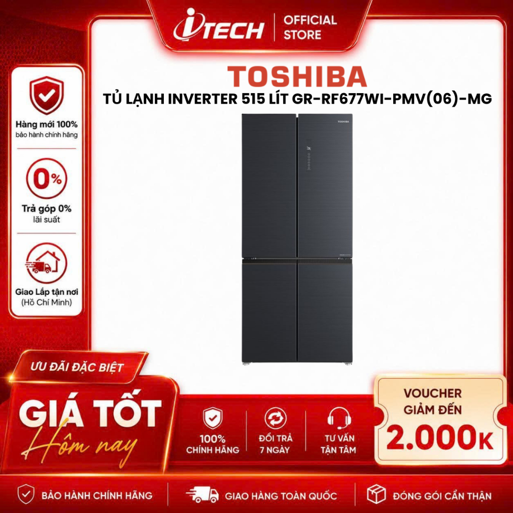 RF677WI-PMV(06)-MG - lạnh Toshiba Inverter 515 lít Multi Door GR-RF677WI-PMV(06)-MG - Hàng chính hãn