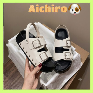 Dép sandal nữ bản Cao Cấp QCCC đế dày quai da phối khuy mềm sang xịn - Dép quai hậu nữ cao cấp