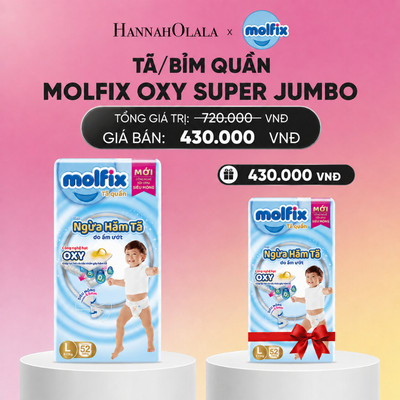 [HO 8.8_MUA 1 TẶNG 1_KHÔNG HIỂN THỊ GIỎ] Tã/bỉm quần Molfix Oxy Super Jumbo giúp Ngừa Hăm Tã đủ các size M,L,XL,XXL,XXXL