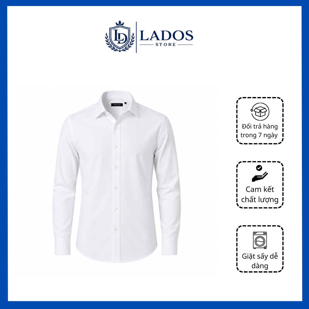 Áo Sơ Mi Nam Trắng Slim Fit Cao Cấp | LADOS STORE