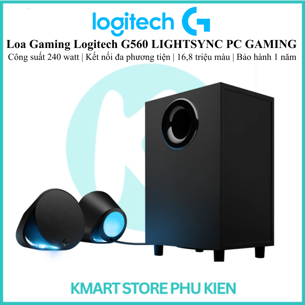 Loa Gaming Logitech G560 LIGHTSYNC PC GAMING | Công suất 240 watt | Kết nối đa phương tiện | 16,8 tr