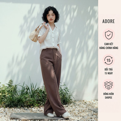 [ ADORE ] Quần suông basic màu đen/ghi tàn/nâu 613TR1002