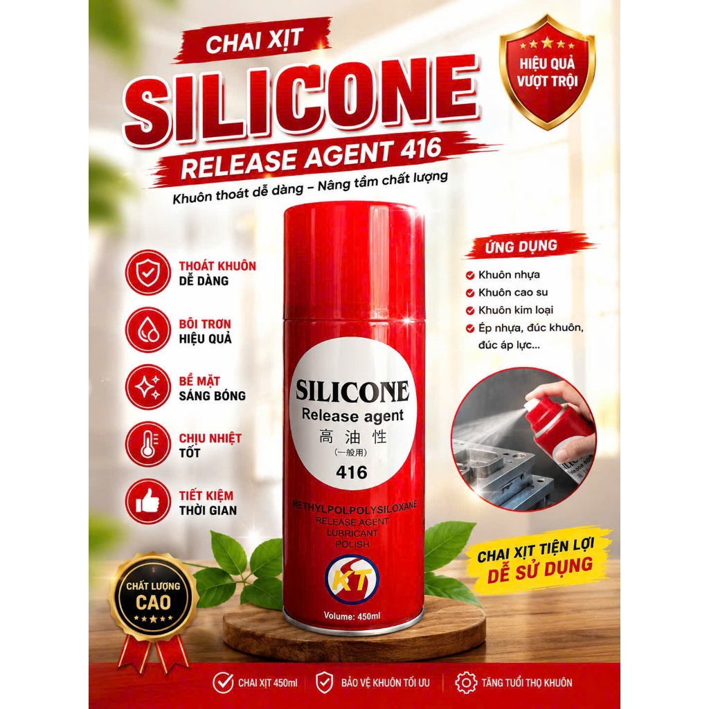 Chai Xịt Bôi Trơn Silicon Release Agent 416 450ml - Dầu Tách Khuôn Tạo Hình Nhựa Cao Su Chống Dính