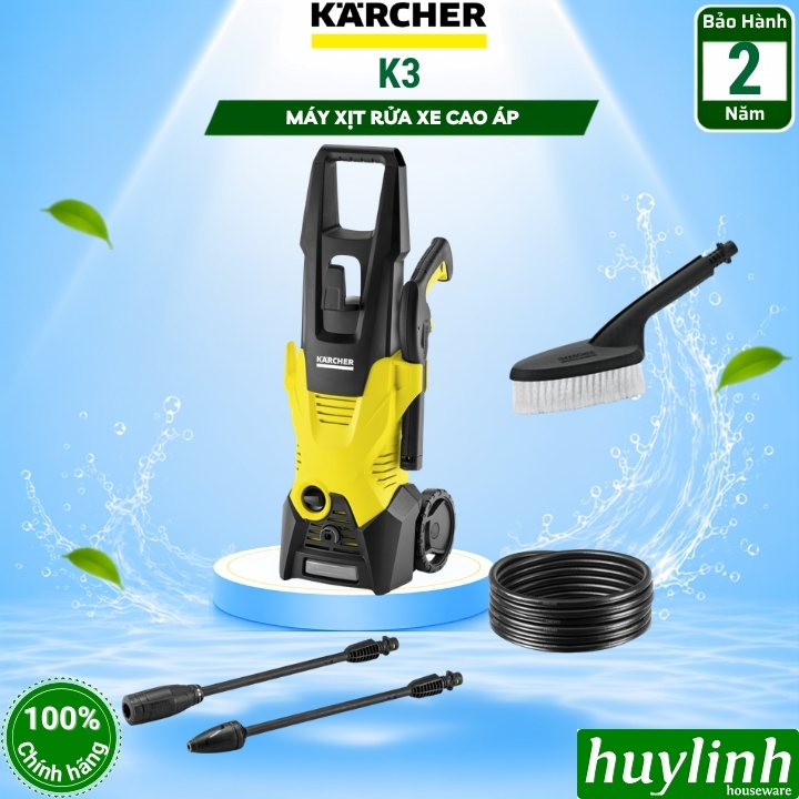 Máy phun xịt rửa xe cao áp Karcher K3 (1.601-890.0) - nâng cấp K2 360 - Tặng kèm bàn chải