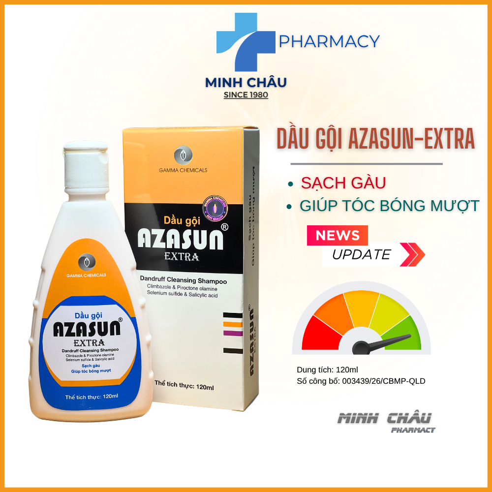 Dầu gội sạch gàu, giúp tóc bóng mượt Azasun Extra 120ml