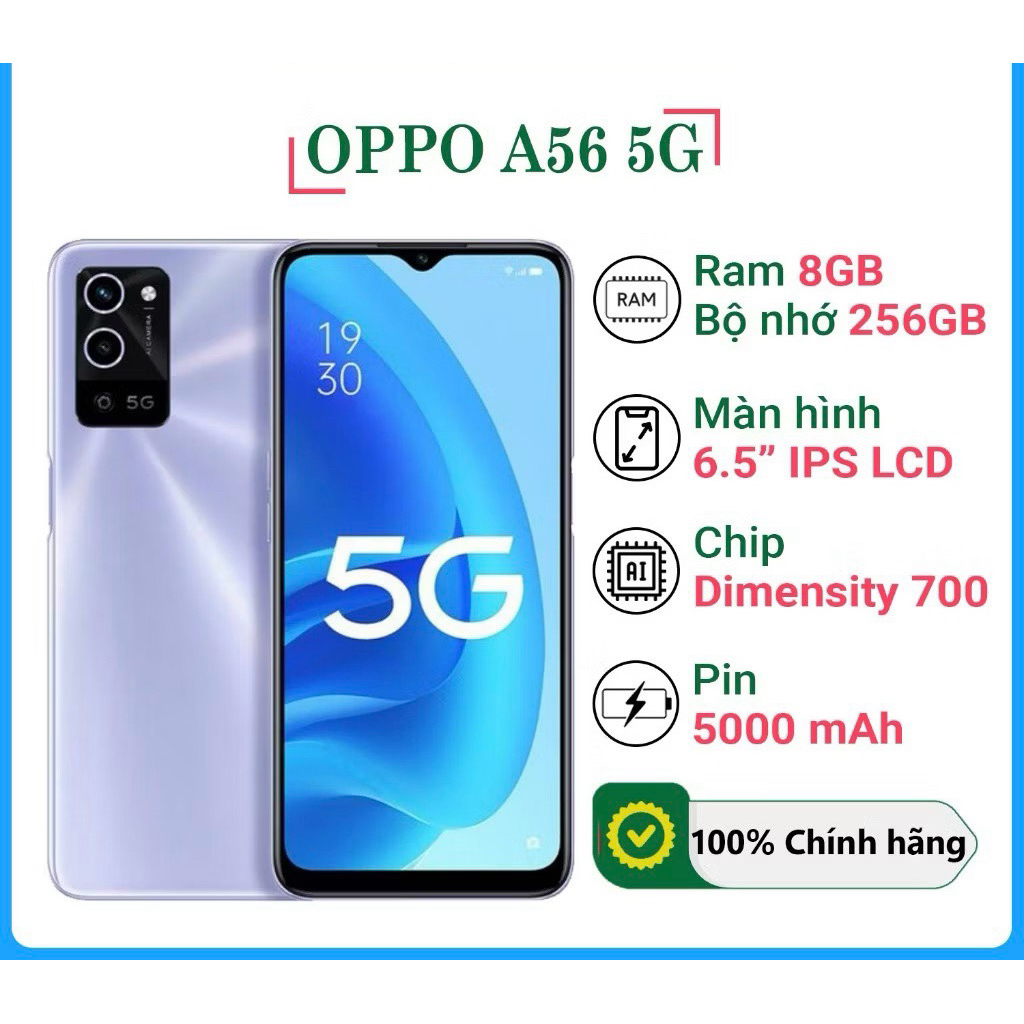 Điện thoại OPPO A56 5G RAM 8GB-256GB PIN 5000mAh MƯỢT MÀ