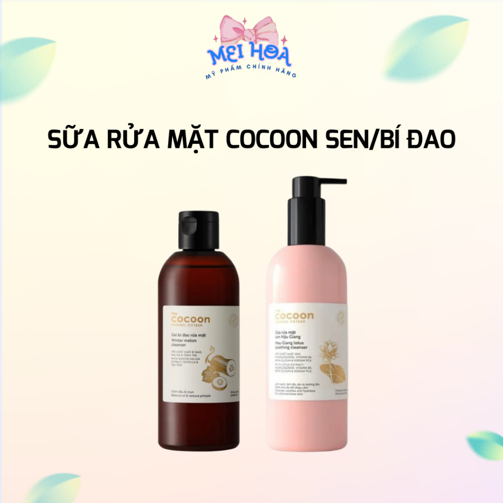 Sữa Rửa Mặt SRM Cocoon Sen Hậu Giang Bí Đao Làm Sạch Da Dầu Mụn Khô Nhạy Cảm 310ML