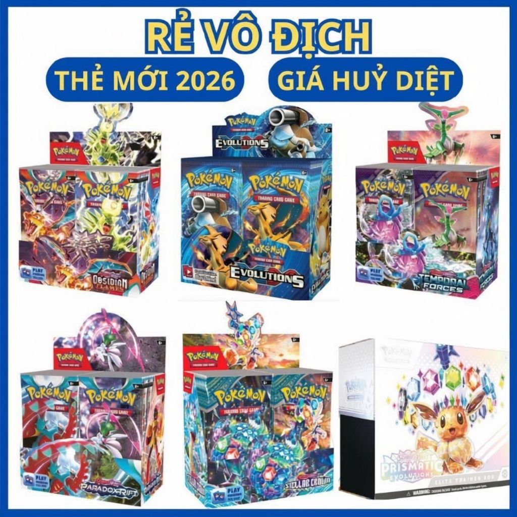 [GIÁ SIÊU RẺ] 20/50/100 Thẻ Bài Pokemon Prismatic Evolutions XY Evolutions Destined Rivals Hàng Mới 