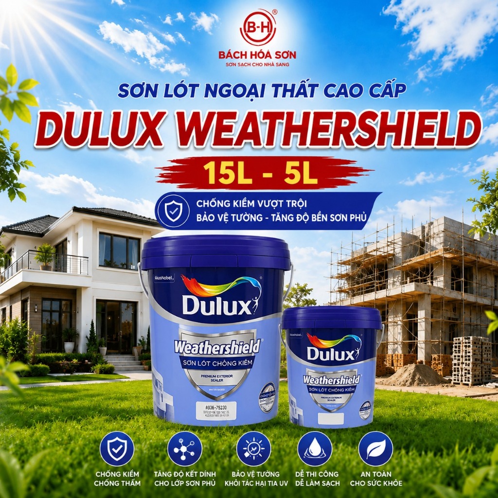 15L Sơn Lót Ngoại Thất Dulux Weathershield A936 Chống Kiềm Cao Cấp Chính Hãng