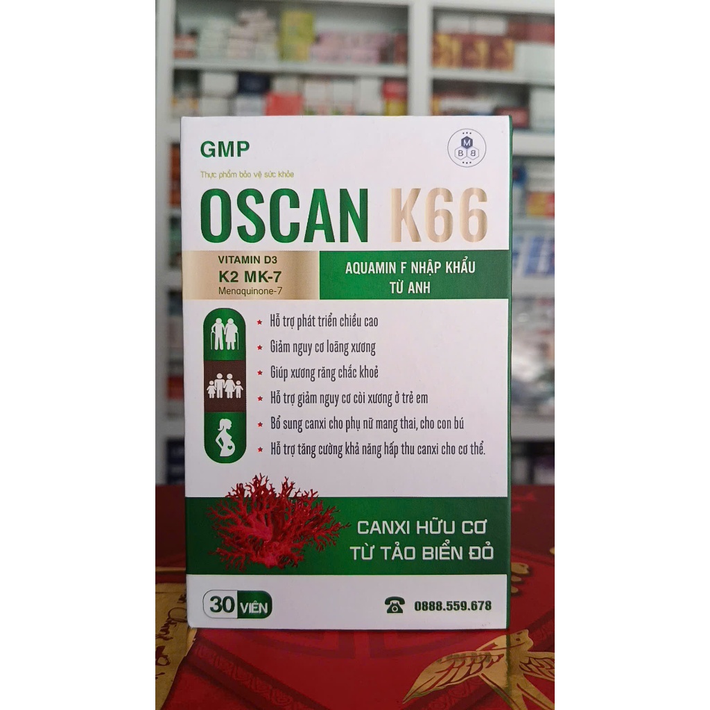 TPBVSK lọ 30 viên Canxi OSCAN K66 tăng cường hấp thu canxi cho phát triển xương cho trẻ em, phụ nữ m
