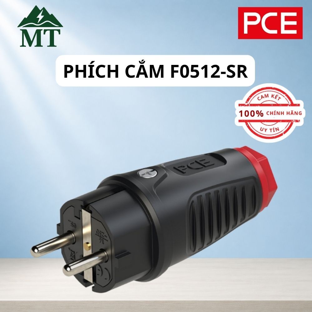 Phích cắm bằng nhựa F0512-SR PCE 2P + ‘E’, 16A, 250V, IP54, chịu va đập