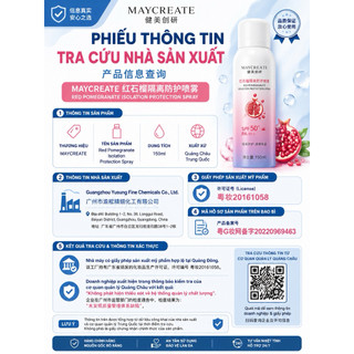 XỊT CHỐNG NẮNG MAYCREATE NÂNG TONE TRẮNG DA CHÍNH HÃNG NỘI ĐỊA TRUNG