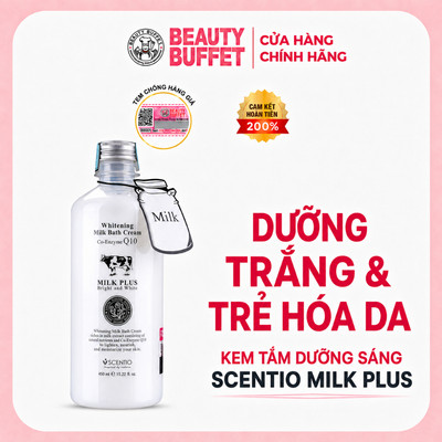 Kem tắm dưỡng sáng Scentio Milk Plus Brightening Bath Cream Q10 450ml