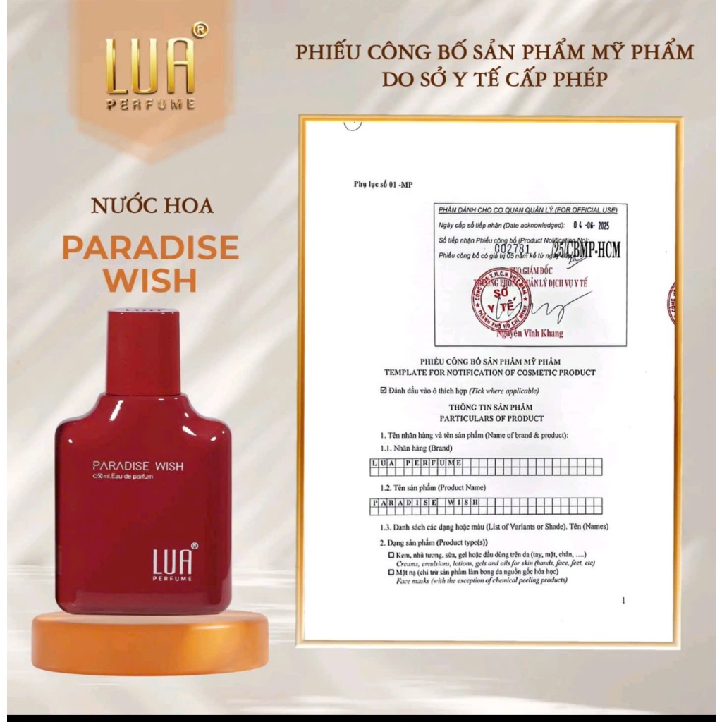 NƯỚC HOA NỮ PARADISE WISH 50ML - LUA PERFUME NGỌT NGÀO QUYẾN RỦ