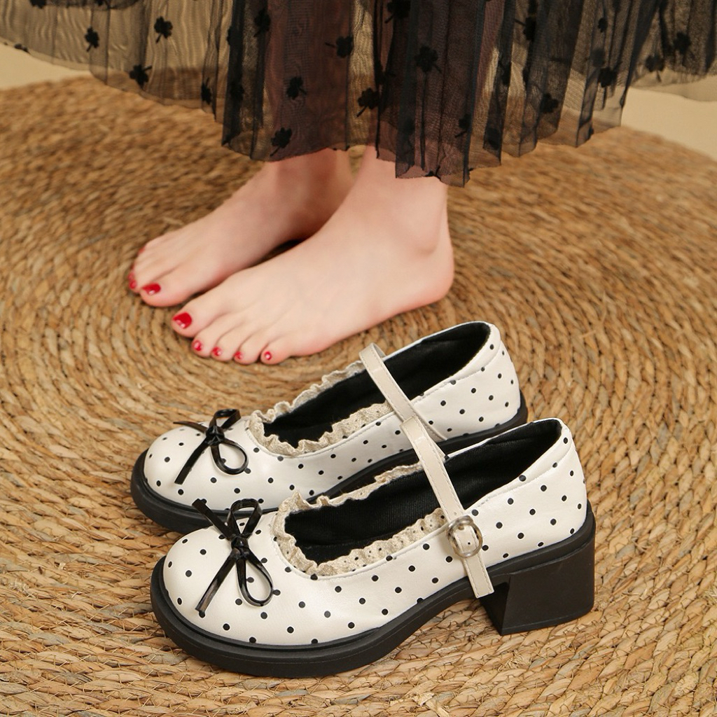 (FROM TO LÙI Size) Giầy Búp Bê Mary Jane LOLITa đế cao 7cm Chất Da bóng siêu êm