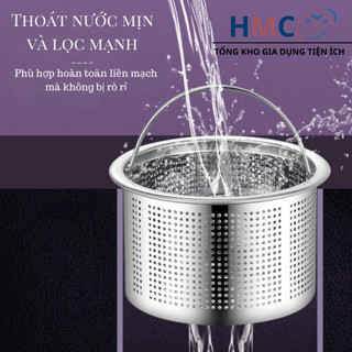 Giỏ Lưới Lọc Rác LR01 Đường Kính 6.5cm x 4cm- Inox 304 Mới Thiết Kế Vừa Bồn Rửa Chén Xả Nước Nhanh Có Quai Xách Tiện Lợi