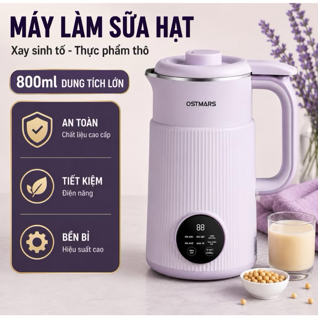 Bảng Tiếng Việt - Máy Làm Sữa Hạt Đa Năng OSTMARS Chính Hãng 800ML – Máy Xay Nấu Đa Năng Xay Mịn