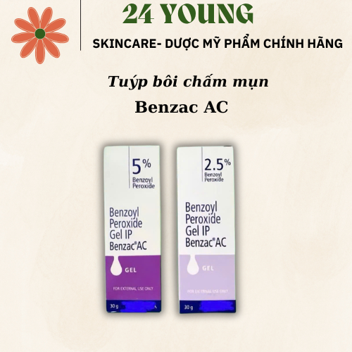 Kem chấm mụn Benzac AC 2.5% và 5% tuýp 30g