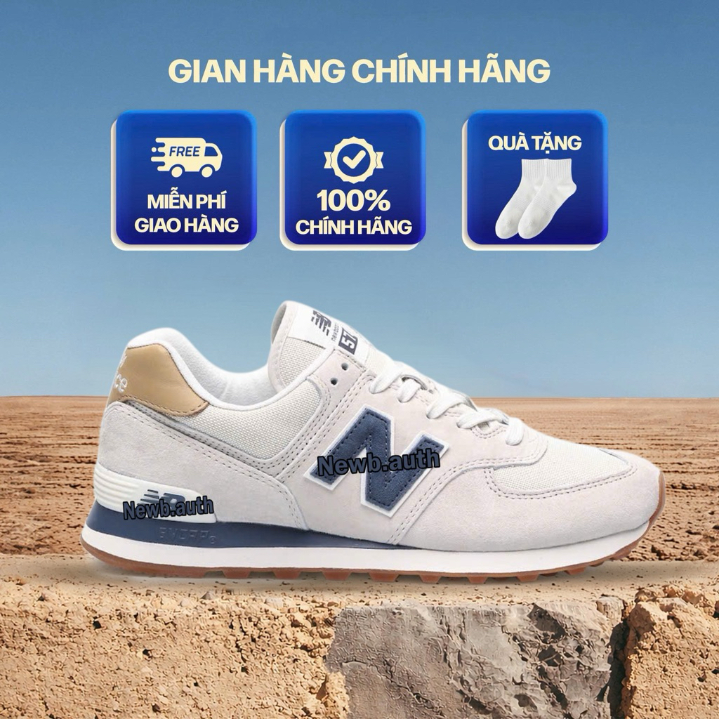 Giày NBalance 574 Light Cliff Grey Indigo Chính Hãng, Giày Sneaker Nam Nữ Chuẩn Auth Full Box BH 12T