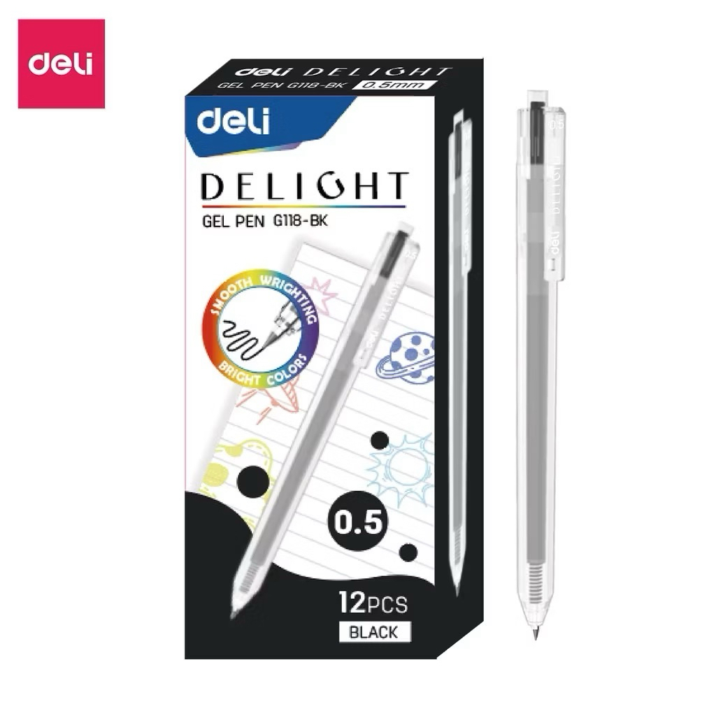[Chính Hãng] Bút Bi Mực Gel 0.5mm Deli Delight G118 - Viết Êm, Mực Đều, Nhiều Màu Sắc Tươi Sáng