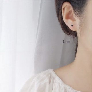 Nụ bông tai đá đen nhỏ xinh THJ cá tính - Chuẩn bạc ta