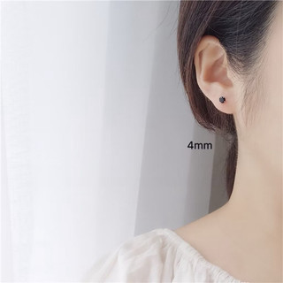 Nụ bông tai đá đen nhỏ xinh THJ cá tính - Chuẩn bạc ta