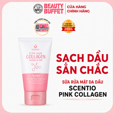 Sữa rửa mặt làm sạch dầu nhờn Scentio Pink Collagen Radiant & Firm Oil Control Facial Foam Scrub 100ml